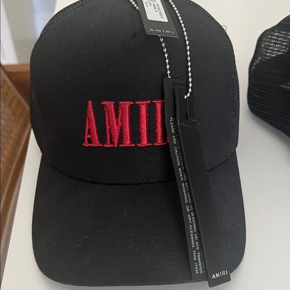 AMIRI Black Cap with Red Logo